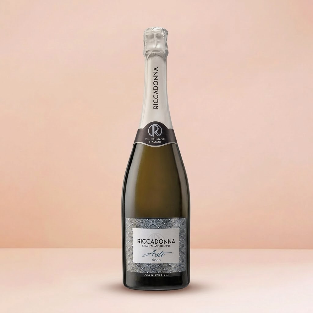 Botella de Champagne Riccadonna 750ml ASTI o RUBY+ alquiler 2 copas vidrio y hielera tipo cubeta