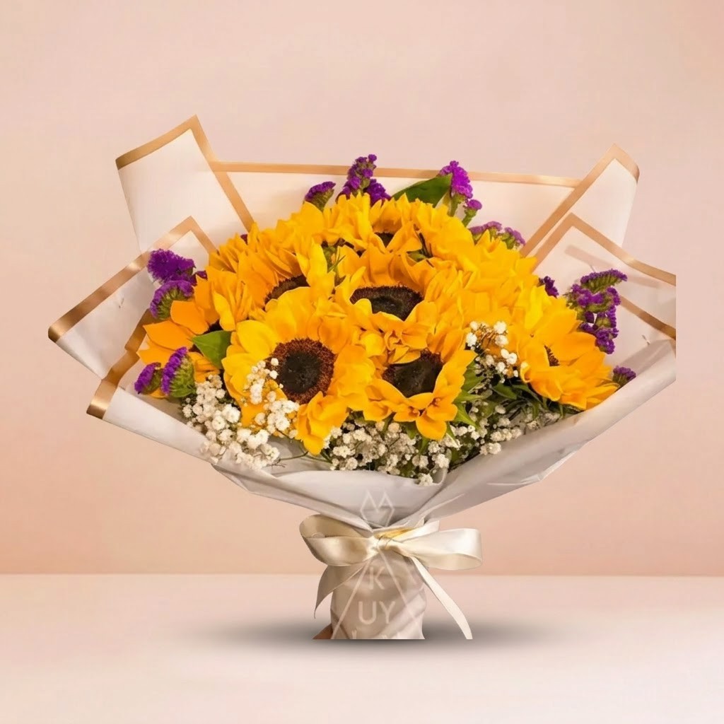 Ramo de 12 girasoles + follaje