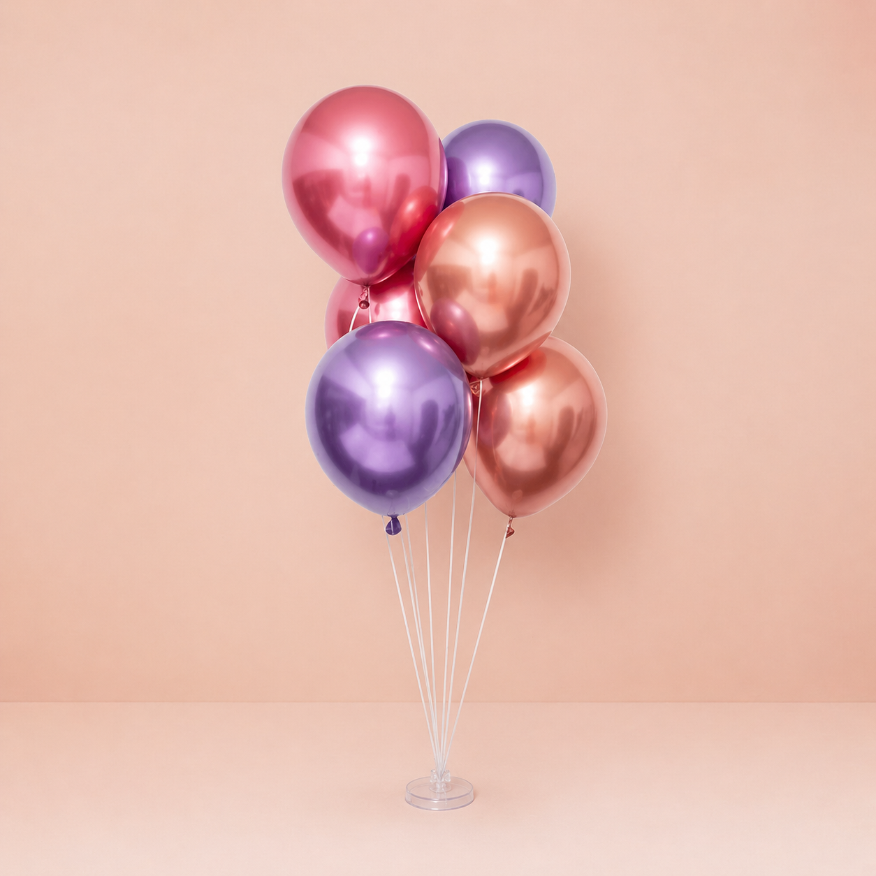 Bouquet de 6 Globos de helio cromados
