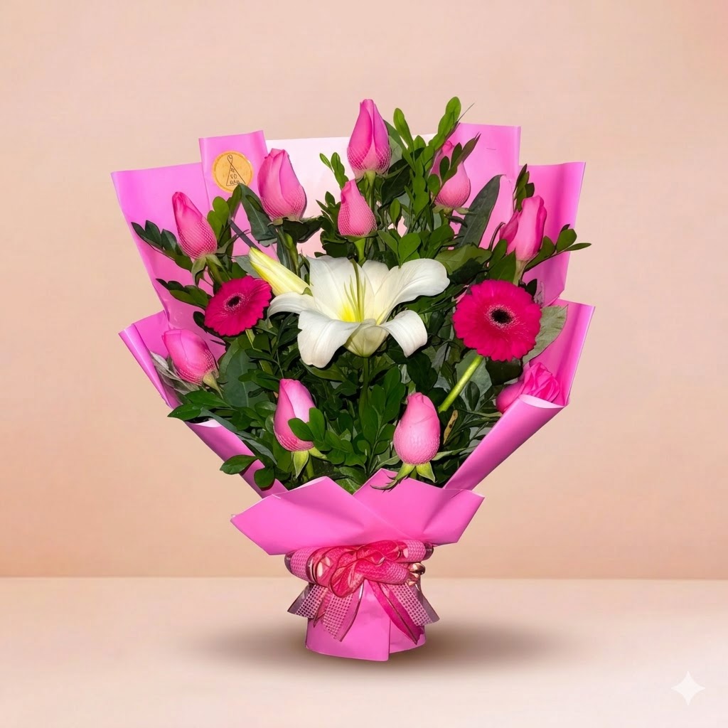 Caja de 9 rosas + 3 flores secundarias